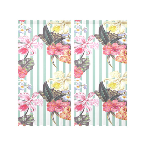Colorful orchid flower pattern Gauze Curtain