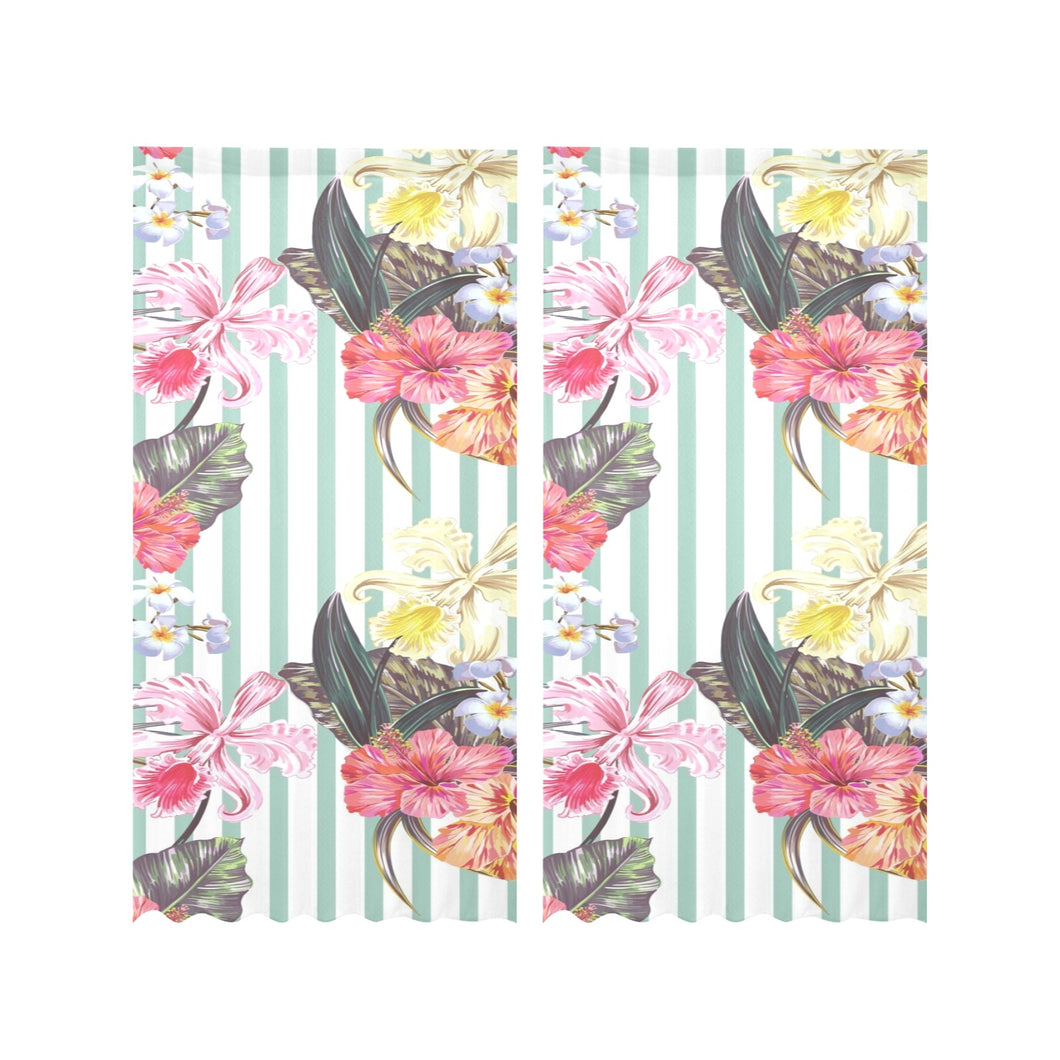 Colorful orchid flower pattern Gauze Curtain