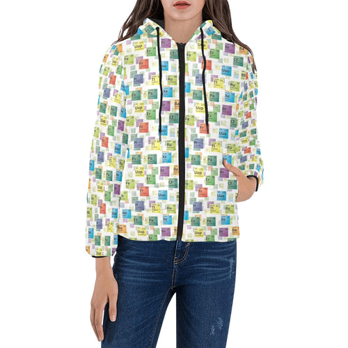 Chemistry Periodic Table Pattern Print Design 05 Women's Padded Hooded Jacket