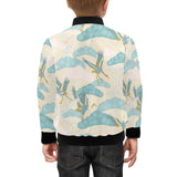 Bonsai bamboo stork japanese pattern cream theme Kids' Boys' Girls' Bomber Jacket
