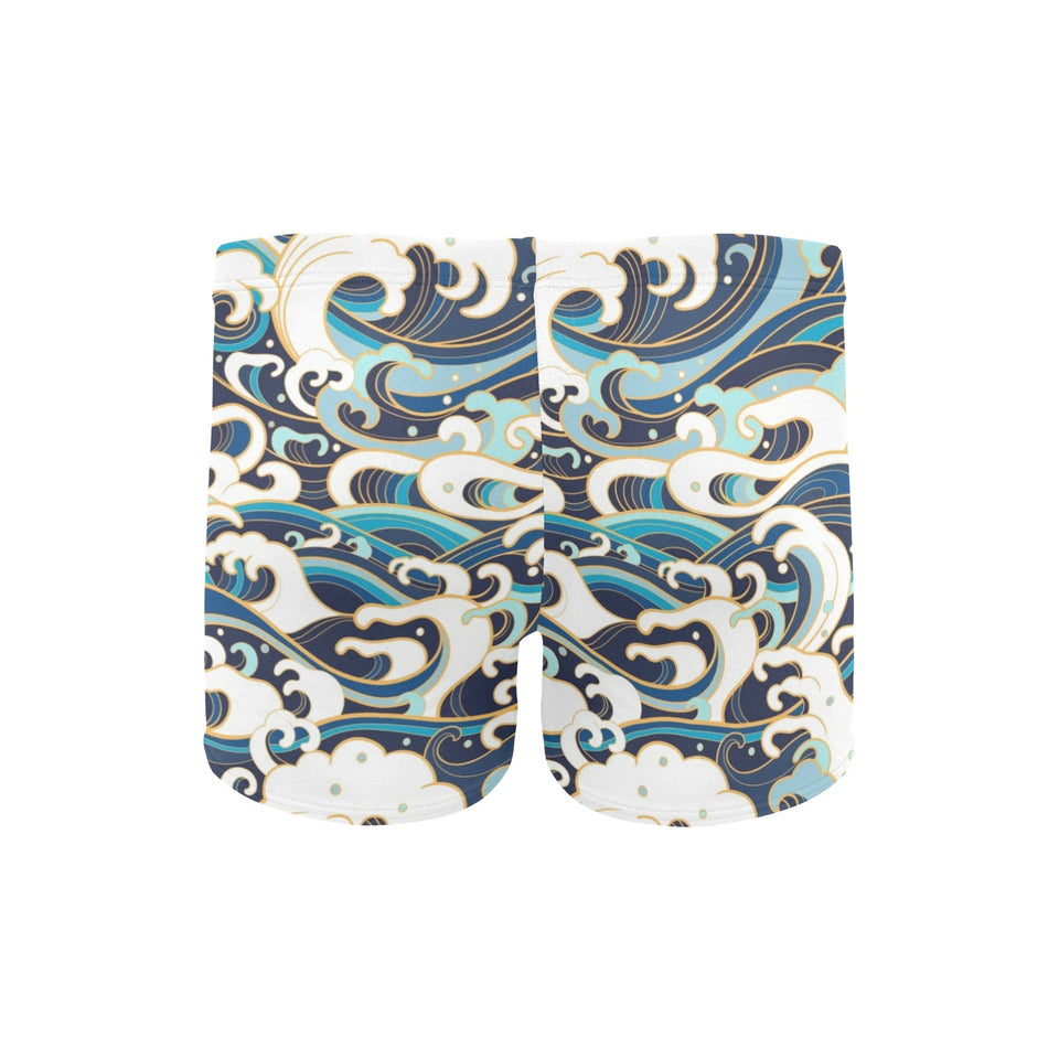 Japanese wave pattern Men's Swimming Trunks