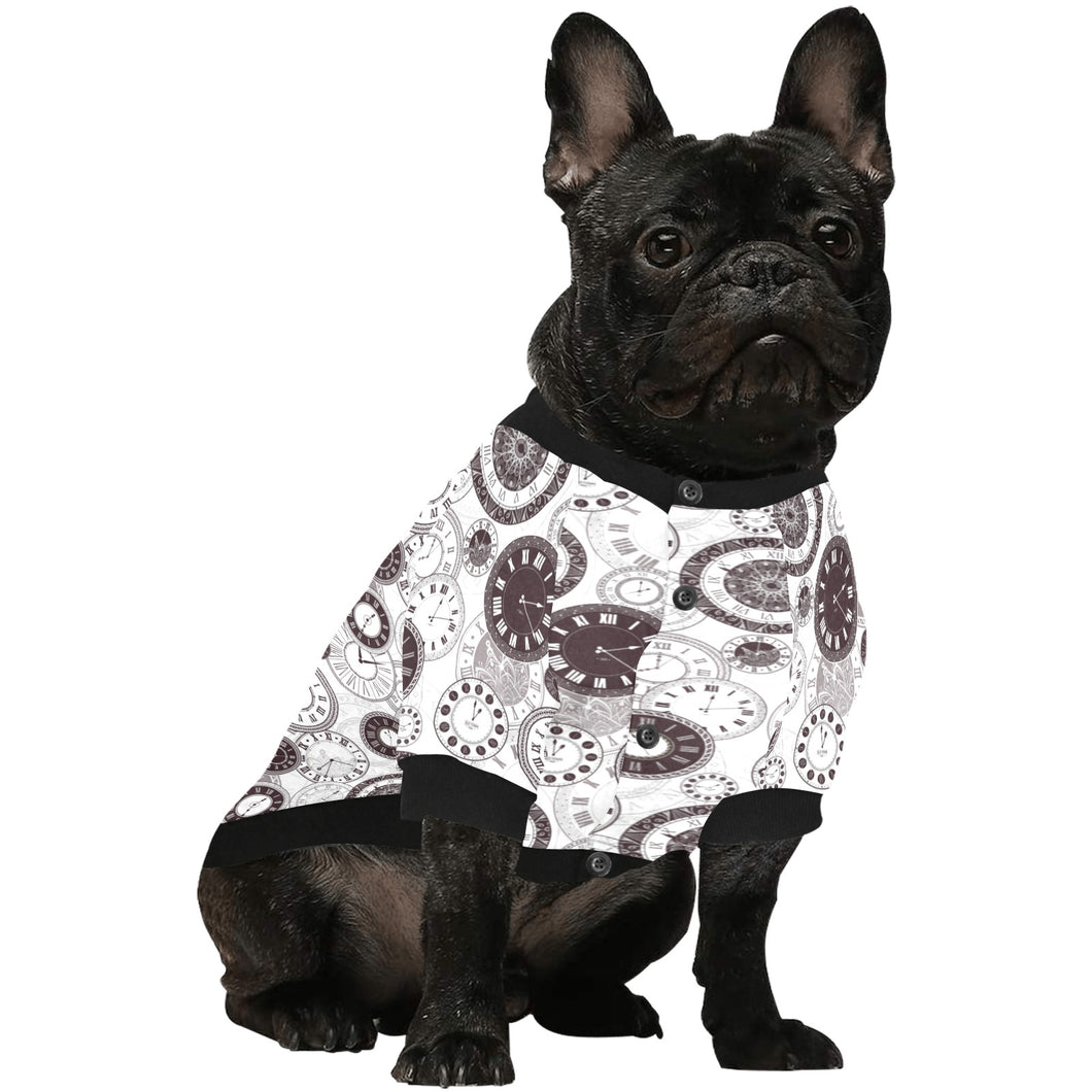 Classic vintage clock pattern All Over Print Pet Dog Round Neck Fuzzy Shirt