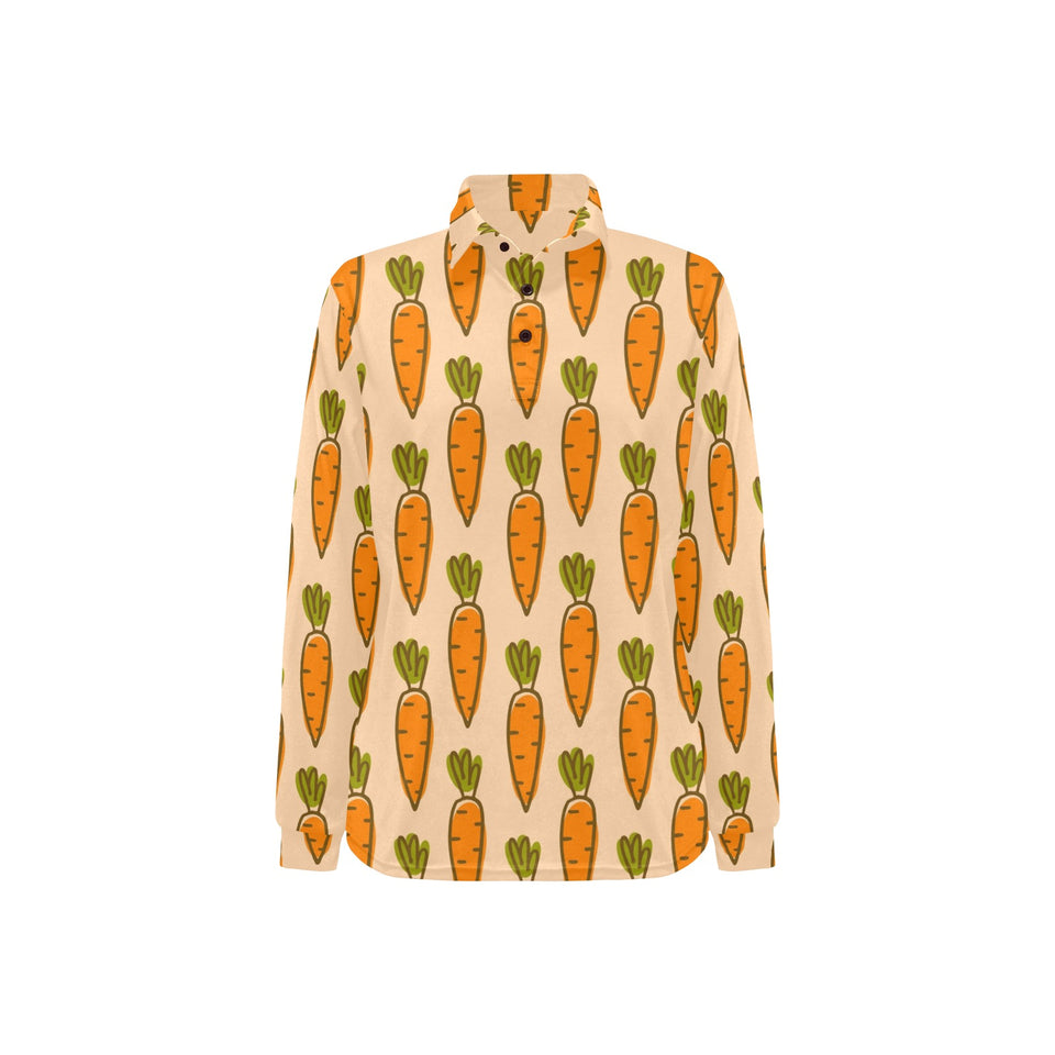 Carrot Pattern Print Design 04 Women's Long Sleeve Polo Shirt