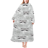 Cute raccoons leaves dot Blanket Robe with Sleeves