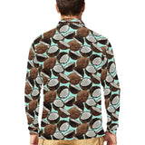 Coconut Pattern Print Design 03 Men's Long Sleeve Polo Shirt