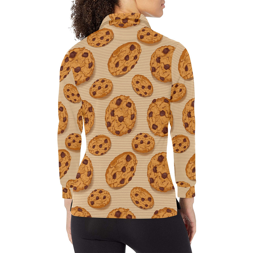Cookie pattern Women's Long Sleeve Polo Shirt