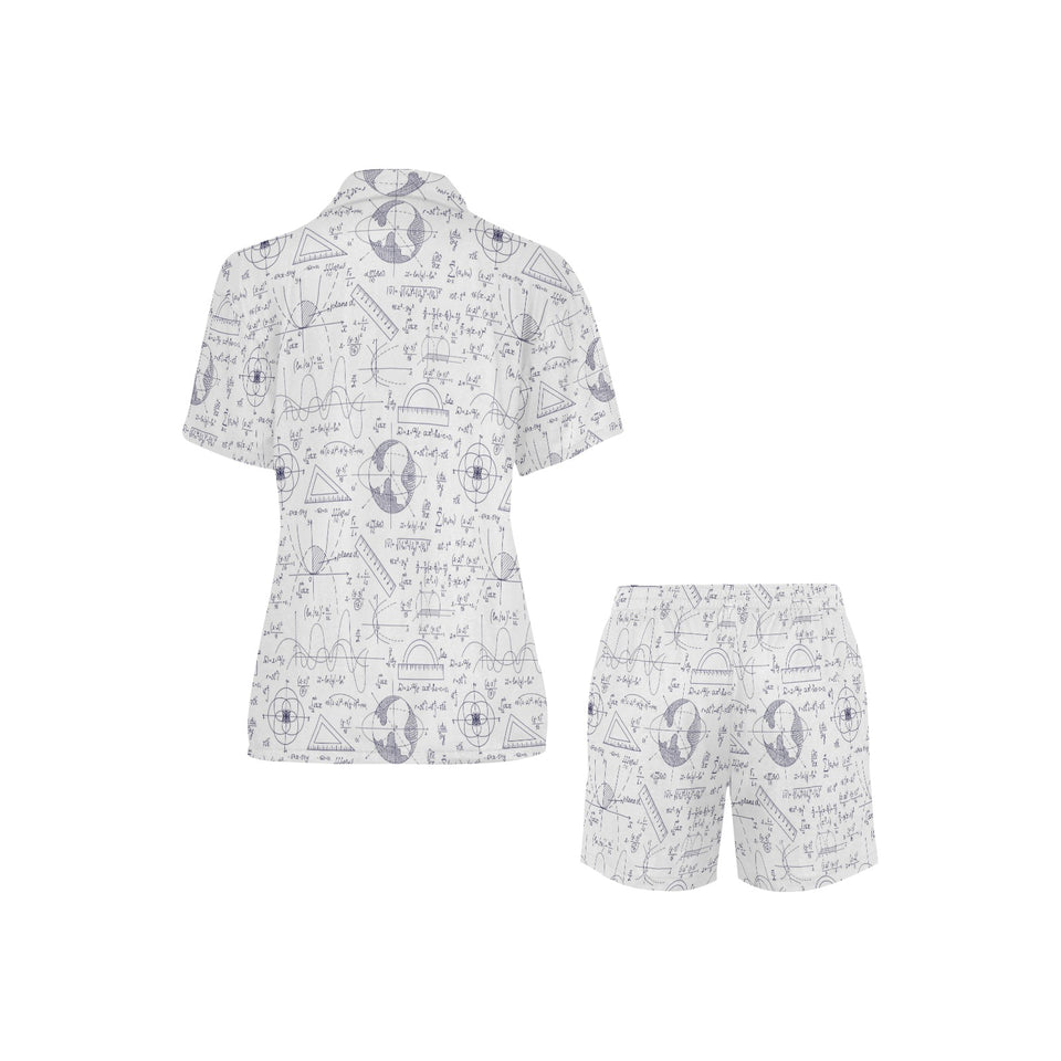 Math Pattern Print Design 03 Women's V-Neck Short Pajama Set