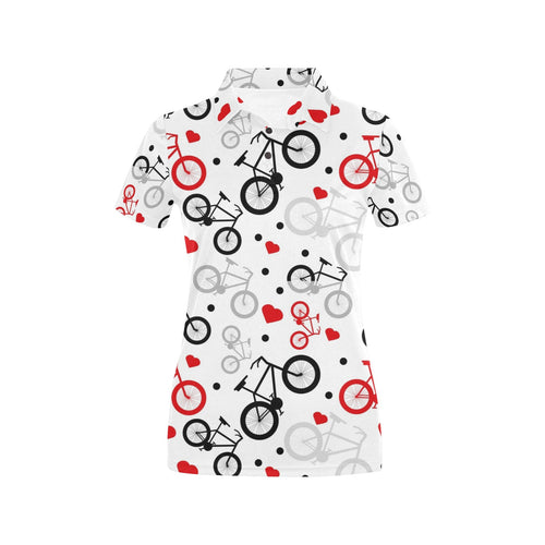 Bicycle Pattern Print Design 04 Women's All Over Print Polo Shirt
