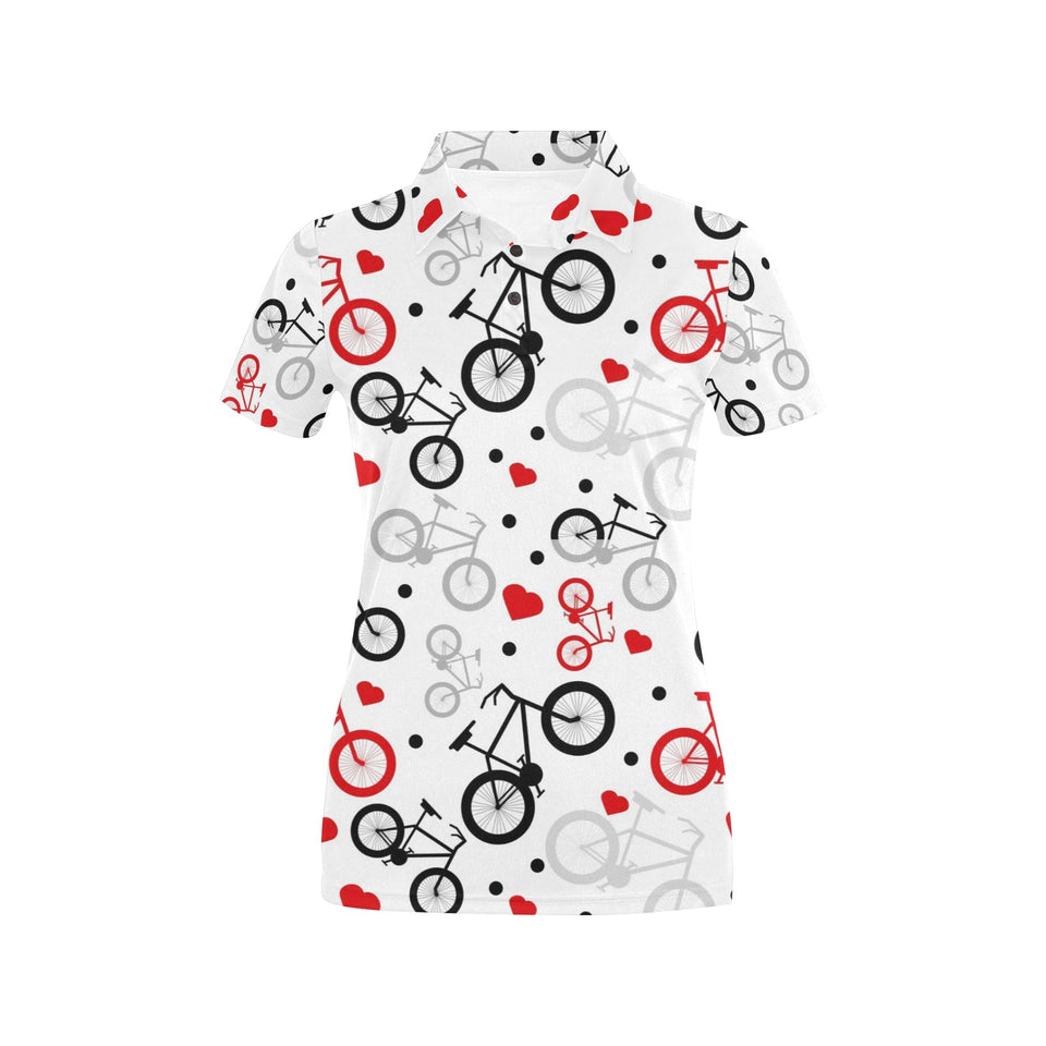 Bicycle Pattern Print Design 04 Women's All Over Print Polo Shirt
