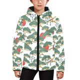 Bonsai red sun japanese pattern Kids' Boys' Girls' Padded Hooded Jacket