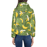 Banana Palm Leaves pattern Women's Padded Hooded Jacket