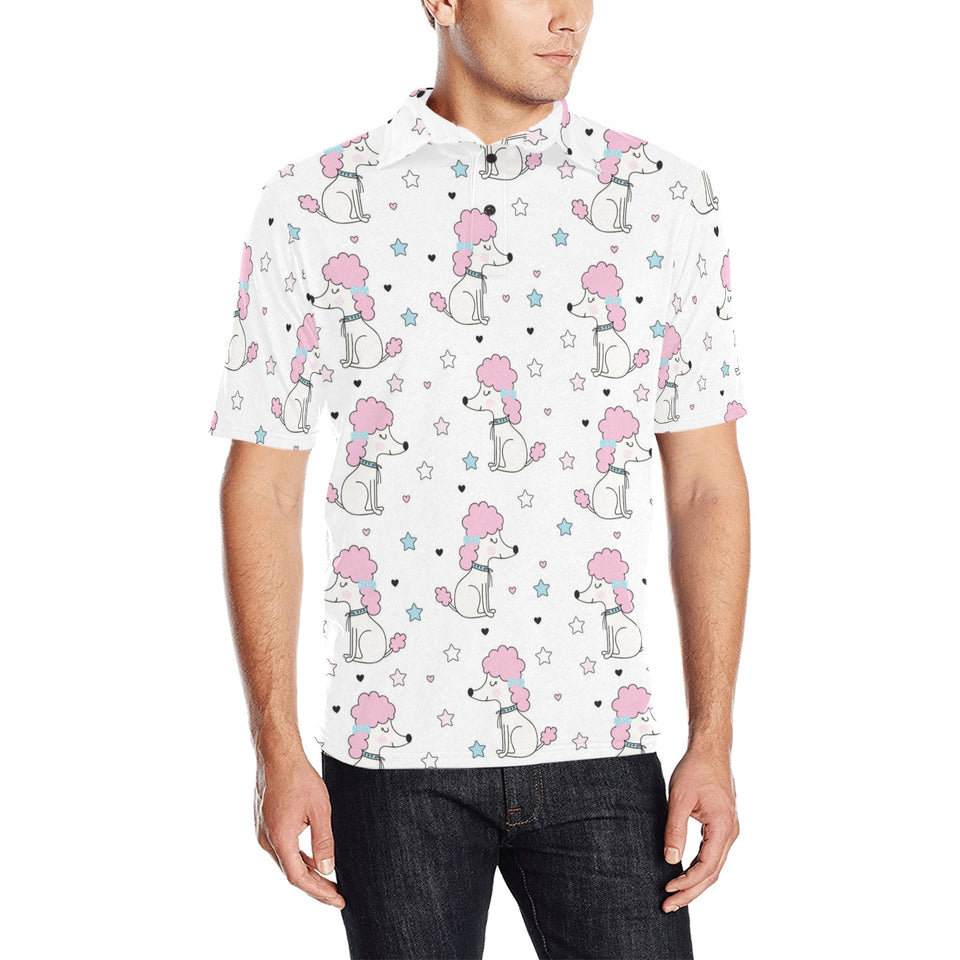 Cute poodle dog star pattern Men's All Over Print Polo Shirt