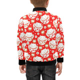 Cute Maneki neko cat red background Kids' Boys' Girls' Bomber Jacket