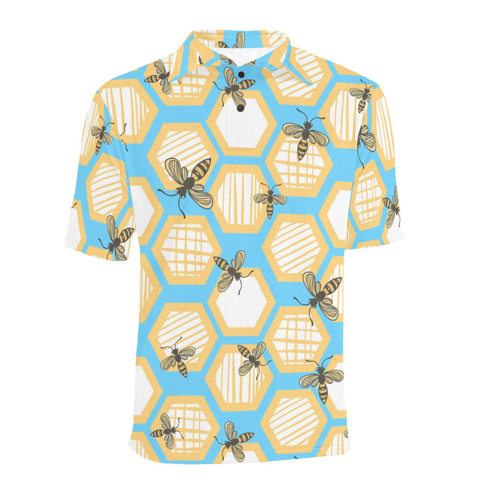 Bee honeycomb pattern Men's All Over Print Polo Shirt
