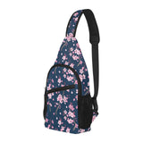 Pink sakura cherry blossom blue background All Over Print Chest Bag