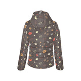 Coffee bean leave pattern Women's Padded Hooded Jacket