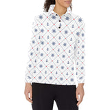 Anchor rudder nautical design pattern Women's Long Sleeve Polo Shirt