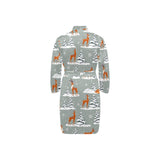 Beautiful deers Winter Christmas Men's Long Sleeve Belted Night Robe