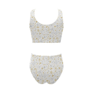 Christmas tree Christmas element Silver gold patte Chest Bowknot High Waisted Bikini Swimsuit