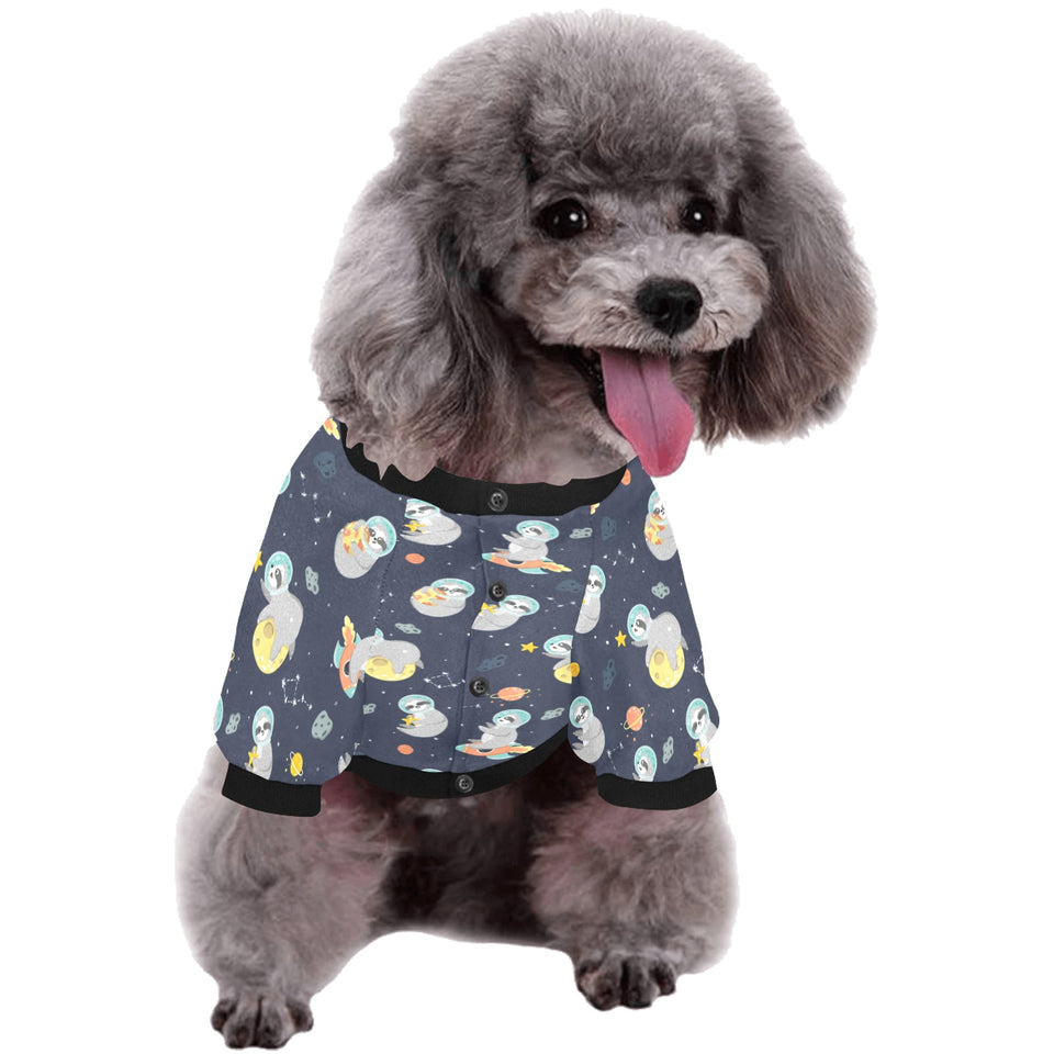 Cute sloth astronaut star planet rocket pattern All Over Print Pet Dog Round Neck Fuzzy Shirt