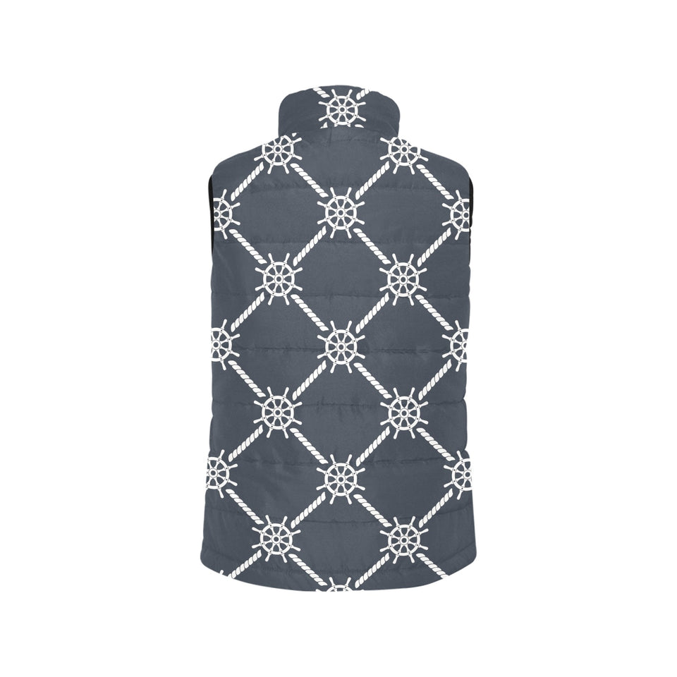 nautical steering wheel rope pattern Women's Padded Vest
