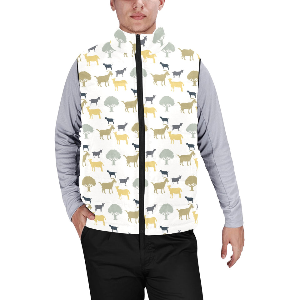 Silhouettes of goat and tree pattern Men's Padded Vest