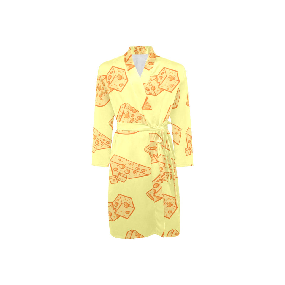 Cheese design pattern Men's Long Sleeve Belted Night Robe