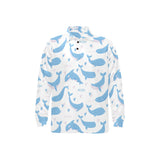 Blue whale pattern Men's Long Sleeve Polo Shirt