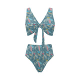 Squirrel Pattern Print Design 01 Chest Bowknot High Waisted Bikini Swimsuit