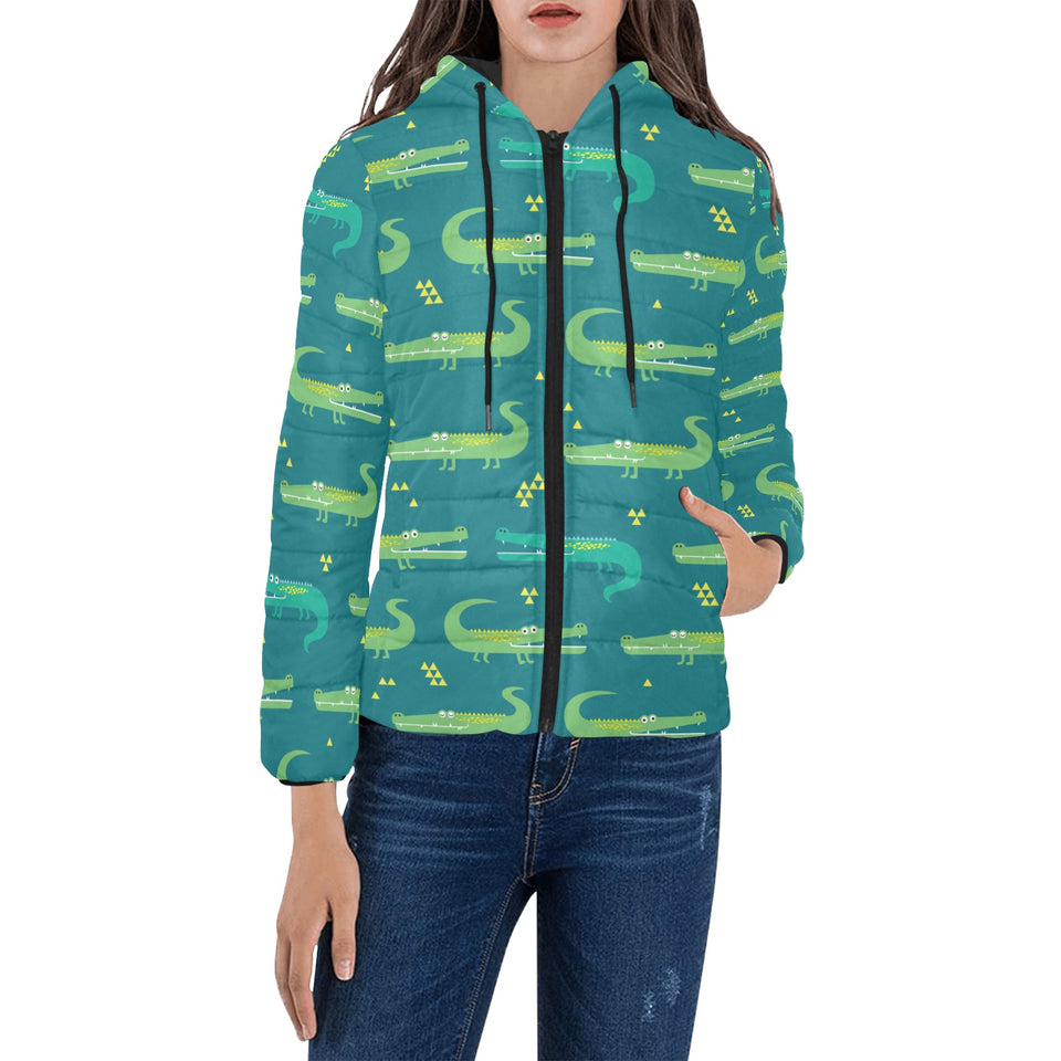 Crocodile pattern Women's Padded Hooded Jacket