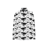 Black whale pattern Women's Long Sleeve Polo Shirt