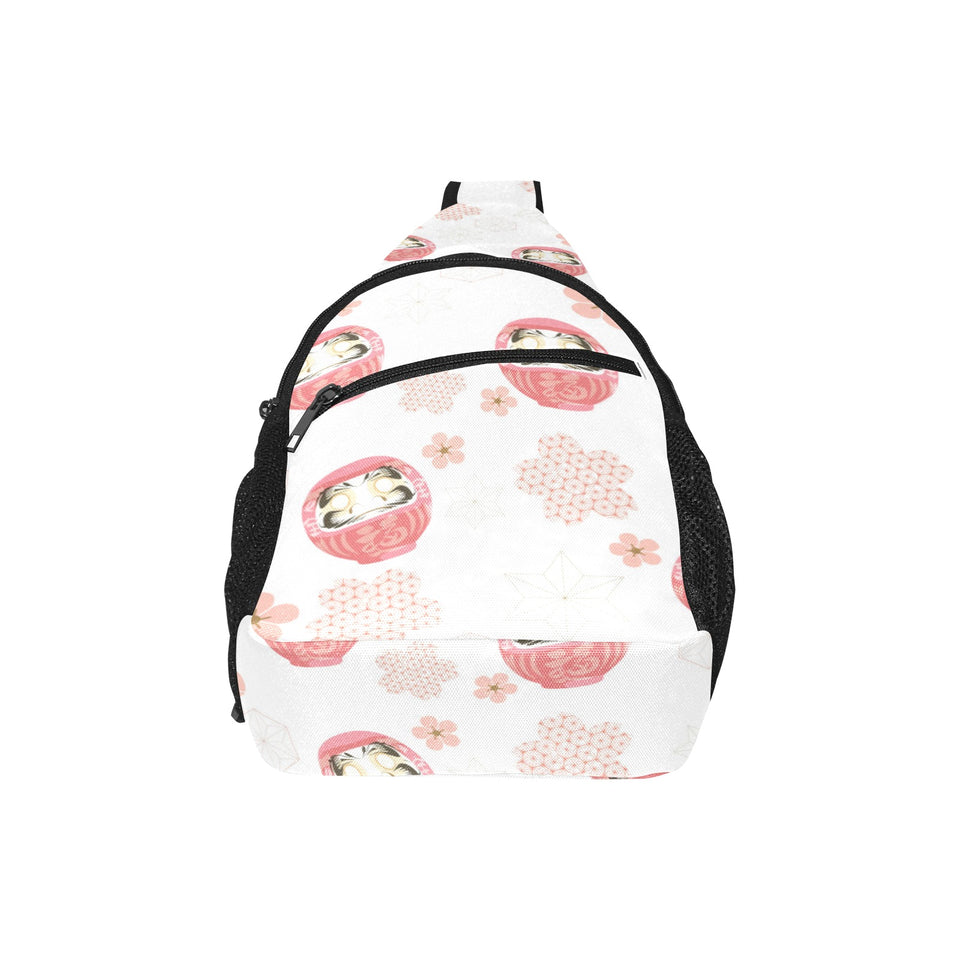 Daruma japanese wooden doll cherry blossom flower All Over Print Chest Bag