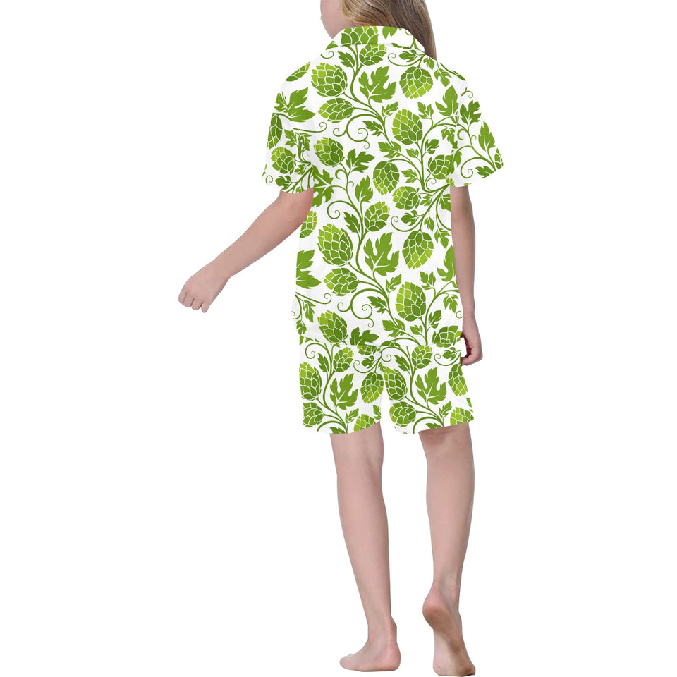 Hop design pattern Kids' Boys' Girls' V-Neck Short Pajama Set