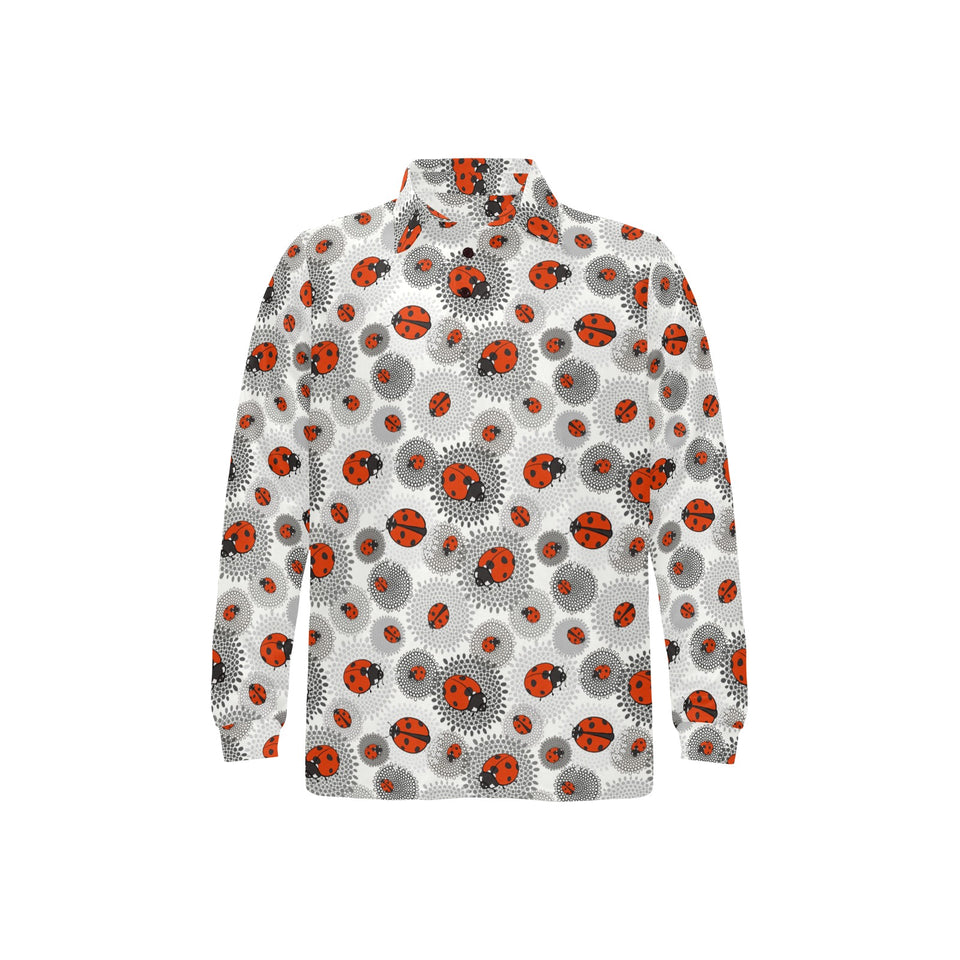 Ladybug Pattern Print Design 05 Men's Long Sleeve Polo Shirt