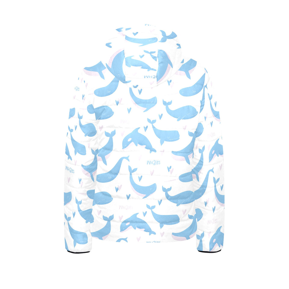Blue whale pattern Kids' Boys' Girls' Padded Hooded Jacket