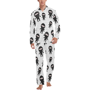 Ninja pattern plaid background Men's Long Pajama Set