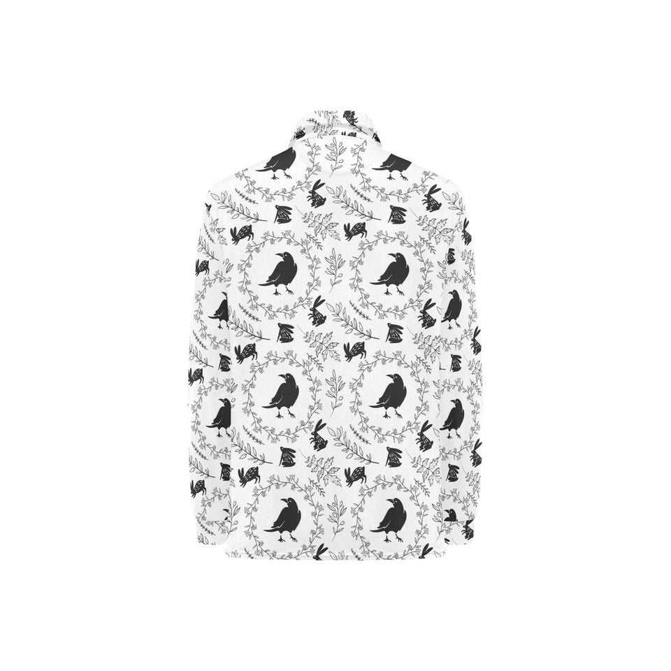 Crows floral wreath rabbit pattern Women's Long Sleeve Polo Shirt