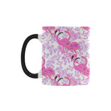 Pink flamingo flower pattern Morphing Mug Heat Changing Mug