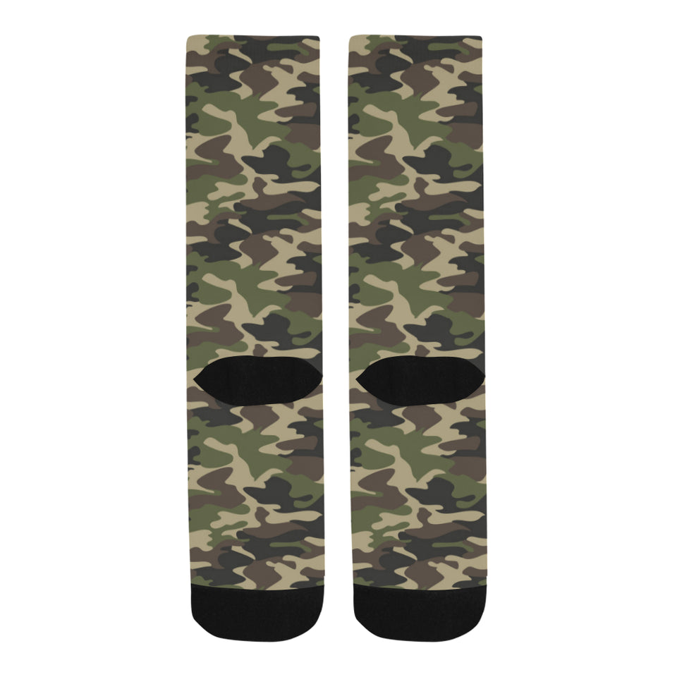 Dark Green camouflage pattern Crew Socks