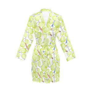 Tennis Pattern Print Design 01 Women's Long Sleeve Belted Night Robe