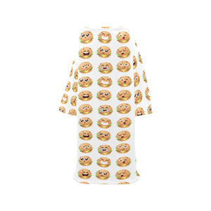 Hamburger Pattern Print Design 04 Blanket Robe with Sleeves