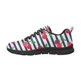Hand drawn cherry pattern striped background Men's Sneaker Shoes