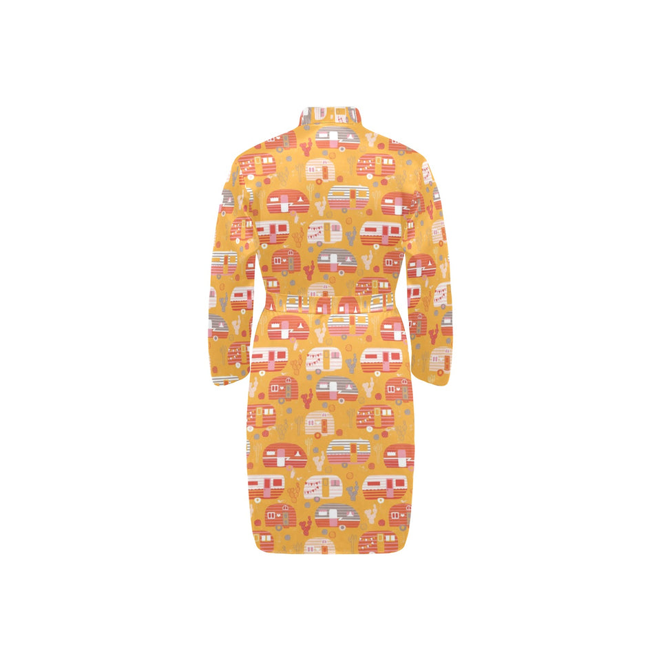Camper Van Pattern Print Design 04 Men's Long Sleeve Belted Night Robe