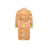 Camper Van Pattern Print Design 04 Men's Long Sleeve Belted Night Robe