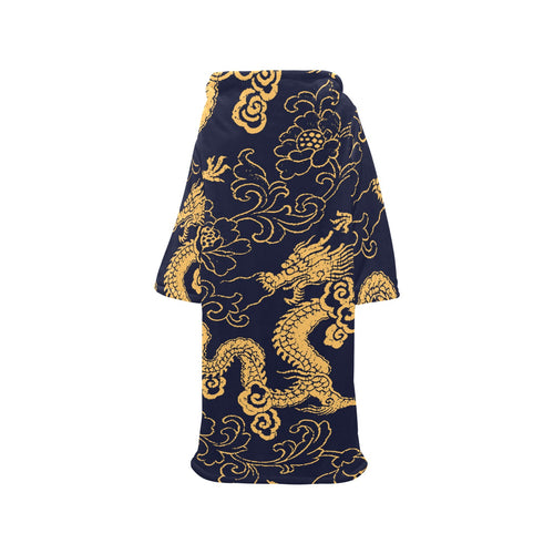 Gold dragon pattern Blanket Robe with Sleeves