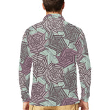 Spider web cobweb design color pattern Men's Long Sleeve Polo Shirt