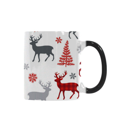 Deer tree snowflakes chrismas pattern Morphing Mug Heat Changing Mug