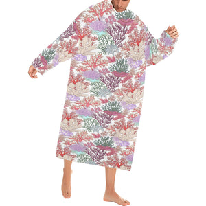 Coral Reef Pattern Print Design 03 Blanket Robe with Sleeves