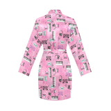 Piano Pattern Print Design 01 Women's Long Sleeve Belted Night Robe