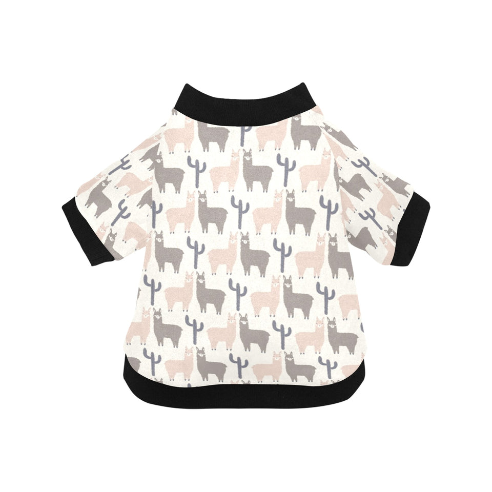 Llama Alpaca pattern All Over Print Pet Dog Round Neck Fuzzy Shirt